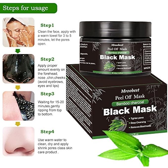 Mroobest BLACKHEAD REMOVER MASK, PEEL OFF MASK, CHARCOAL OF MASK, DEEP CLEANSING FACIAL MASK WITH ACTIVATED CARBON, PURIFYING, DEEP SKIN CLEAN PURIFYING ACNE - Image 4